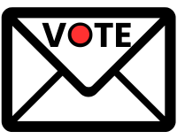 Envelope with the word "vote"